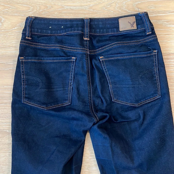 American Eagle Jeans Blue Jeggings Size 0 High Waisted Dark Denim Casual Boot - Picture 2 of 5
